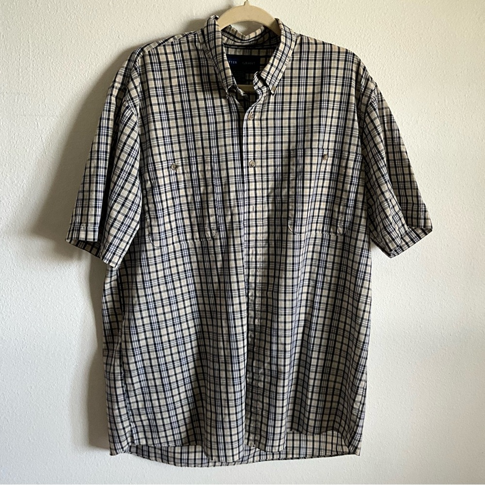 Classic Checkered Short Sleeve Shirt for Men Large Tall